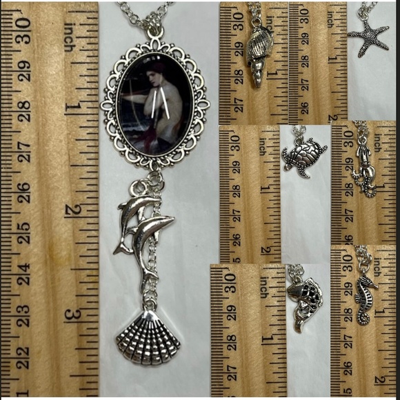 Merrow Celtic Mermaid Mythology Handmade Y Necklace Silver Sea Charms Seashell - Picture 15 of 16